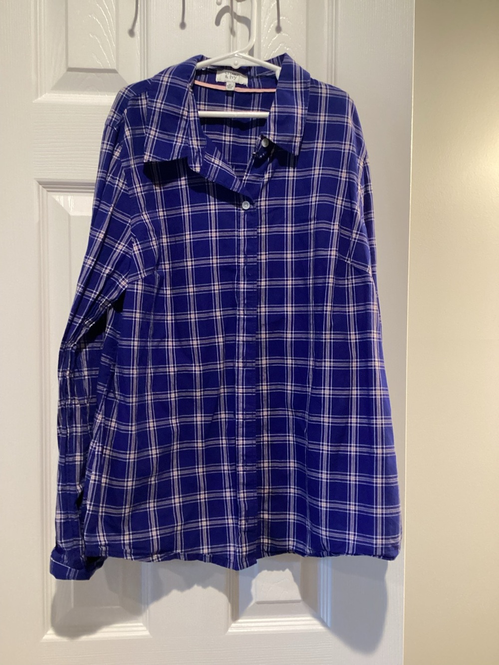 crown & ivy Blue Plaid Button-Down Shirt